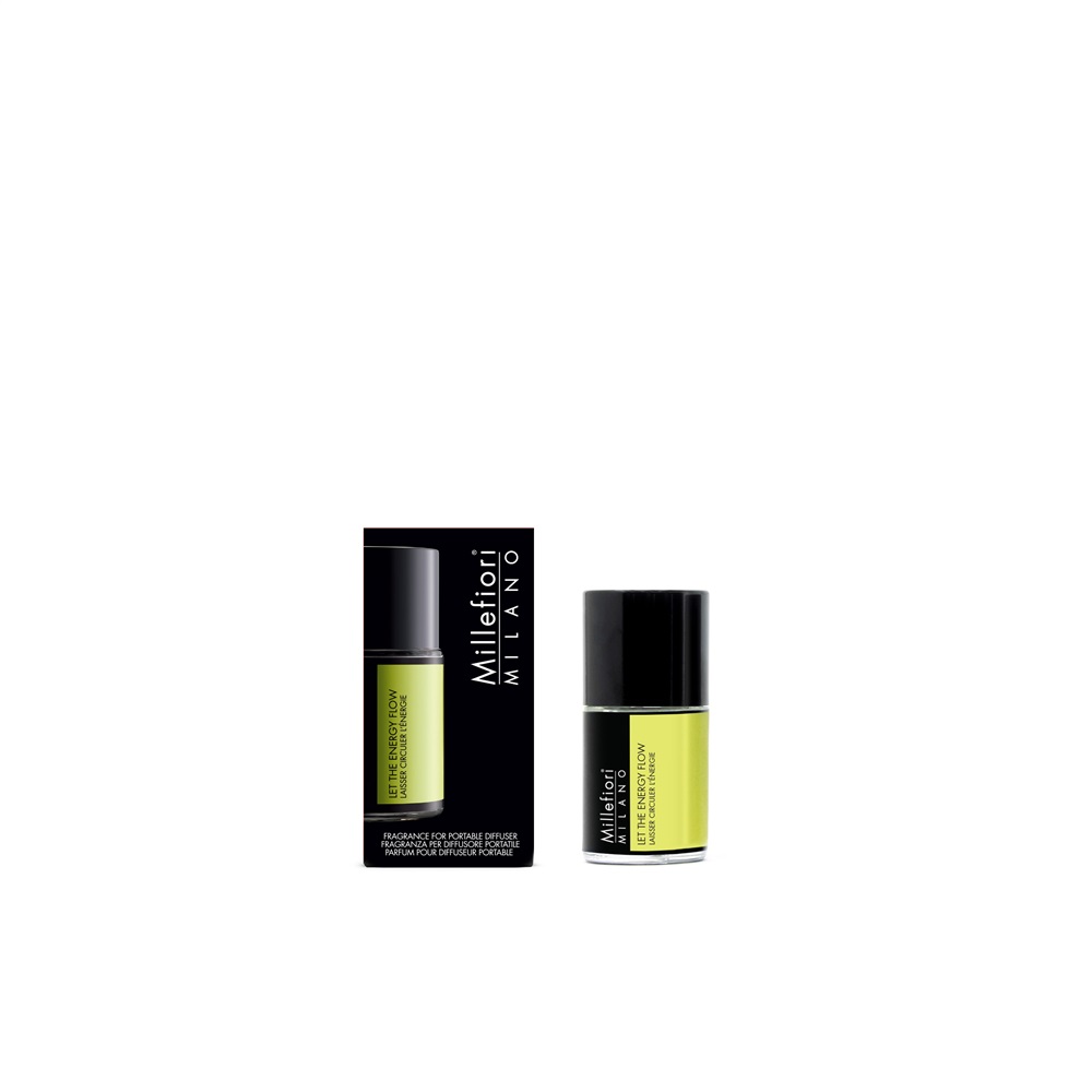 Millefiori Ricarica per Diffusore Portatile Let The Energy Flow 15 ml - Fragranza Agrumata con Olio Essenziale di Scorza d'Arancia
