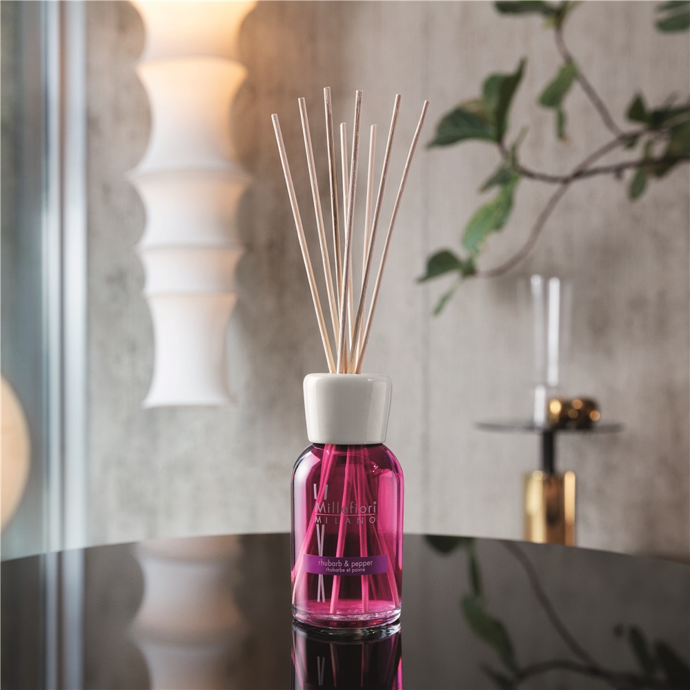 Millefiori Milano Diffusore a Bastoncino 100 ml Rhubarb & Pepper - Fragranza Vivace con Rabarbaro e Pepe del Nepal