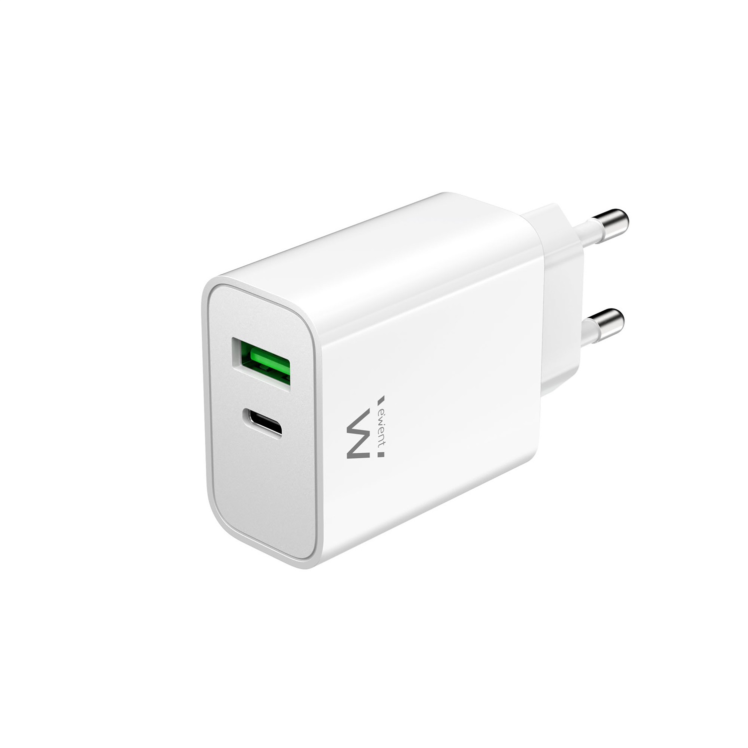 Ewent Caricabatterie USB-C 30W Super Veloce con 2 Porte per iPhone, iPad e Smartphone Universali
