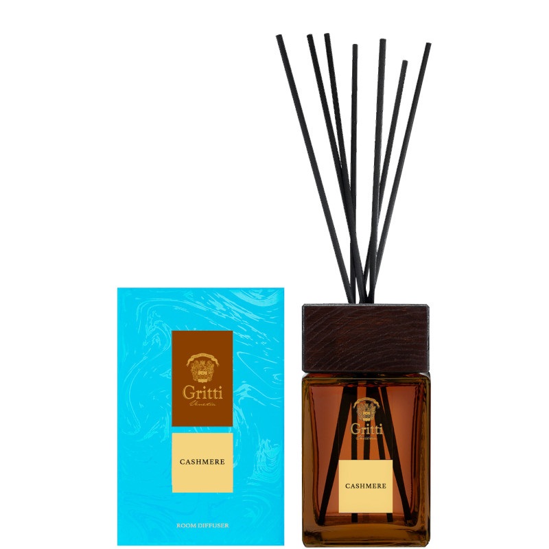 Gritti Cashmere Diffusore d'Ambiente 500 ML - Fragranza di Legni Pregiati, Caramello Scuro e Fiore di Cotone