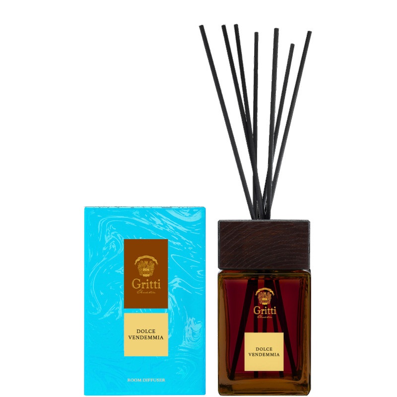 Gritti Dolce Vendemmia Diffusore d'Ambiente 500 ML con Bastoncini - Fragranza di Uva, Legno, Frutti Rossi e Muschio di Quercia
