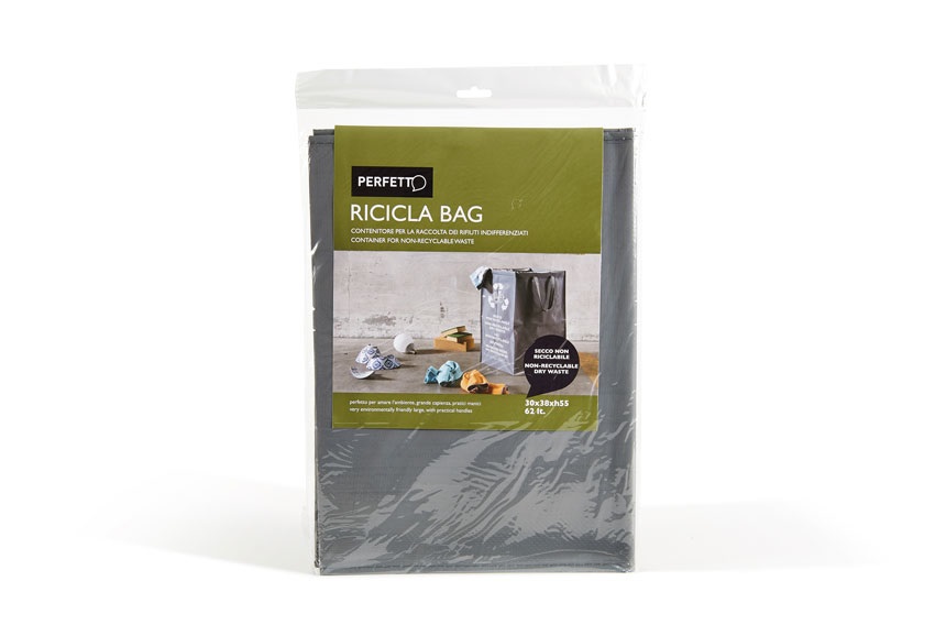 Perfetto Cestino per Rifiuti Rettangolare Ricicla - Capacità 62 lt, Dimensioni cm 30x38xh55, Ideale per Secco Non Riciclabile