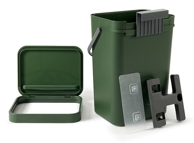 Perfetto Pattumiera Gino Verde Bosco 12 lt per Rifiuti Organici - 24 x 19 x 35,5 cm - Pratica e Leggera