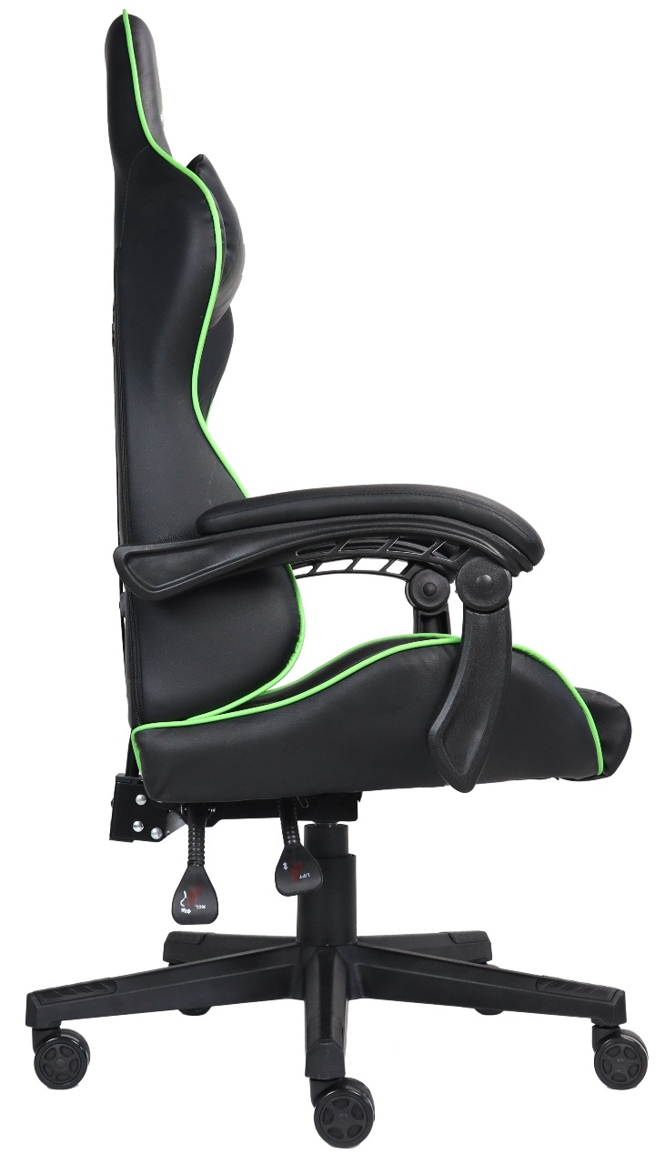Deadwave DWGT0007 Sedia da Gaming Ergonomica Imbottita in Ecopelle Nero e Verde con Braccioli, Cuscino Lombare e Poggiatesta