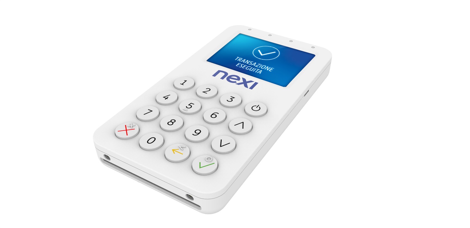 Nexi Mobile POS - Lettore Elettronico Portatile Contactless per Pagamenti con Bancomat, Carta di Credito, Prepagata, Apple Pay e Google Pay - Batteria a Lunga Durata e Tastiera Touch