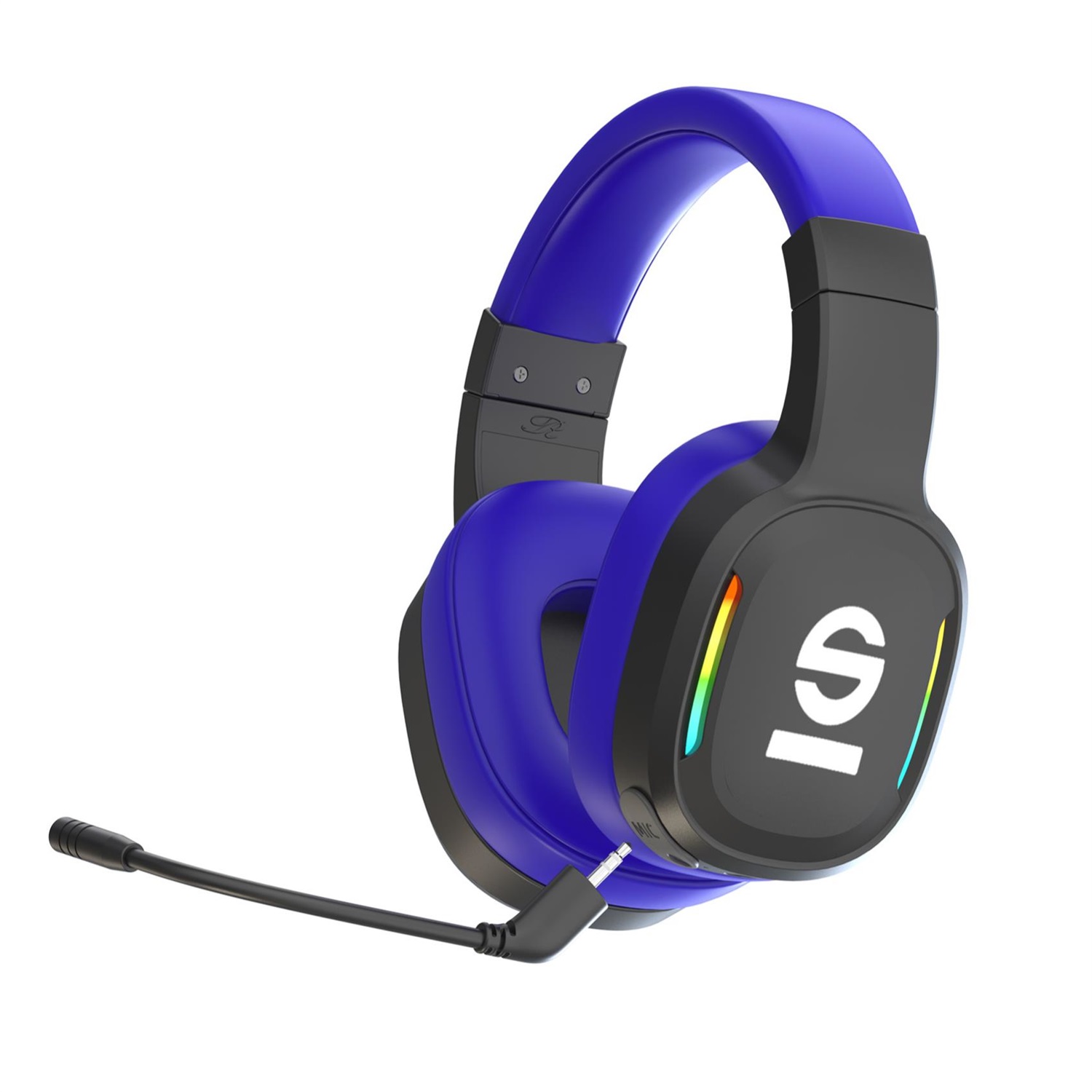 Sparco SPWHEADPHONEPRO Cuffie Gaming Wireless Over Ear con Microfono Rimovibile, Archetto Regolabile, Luci LED Rainbow, USB Tipo-C, Nero e Blu