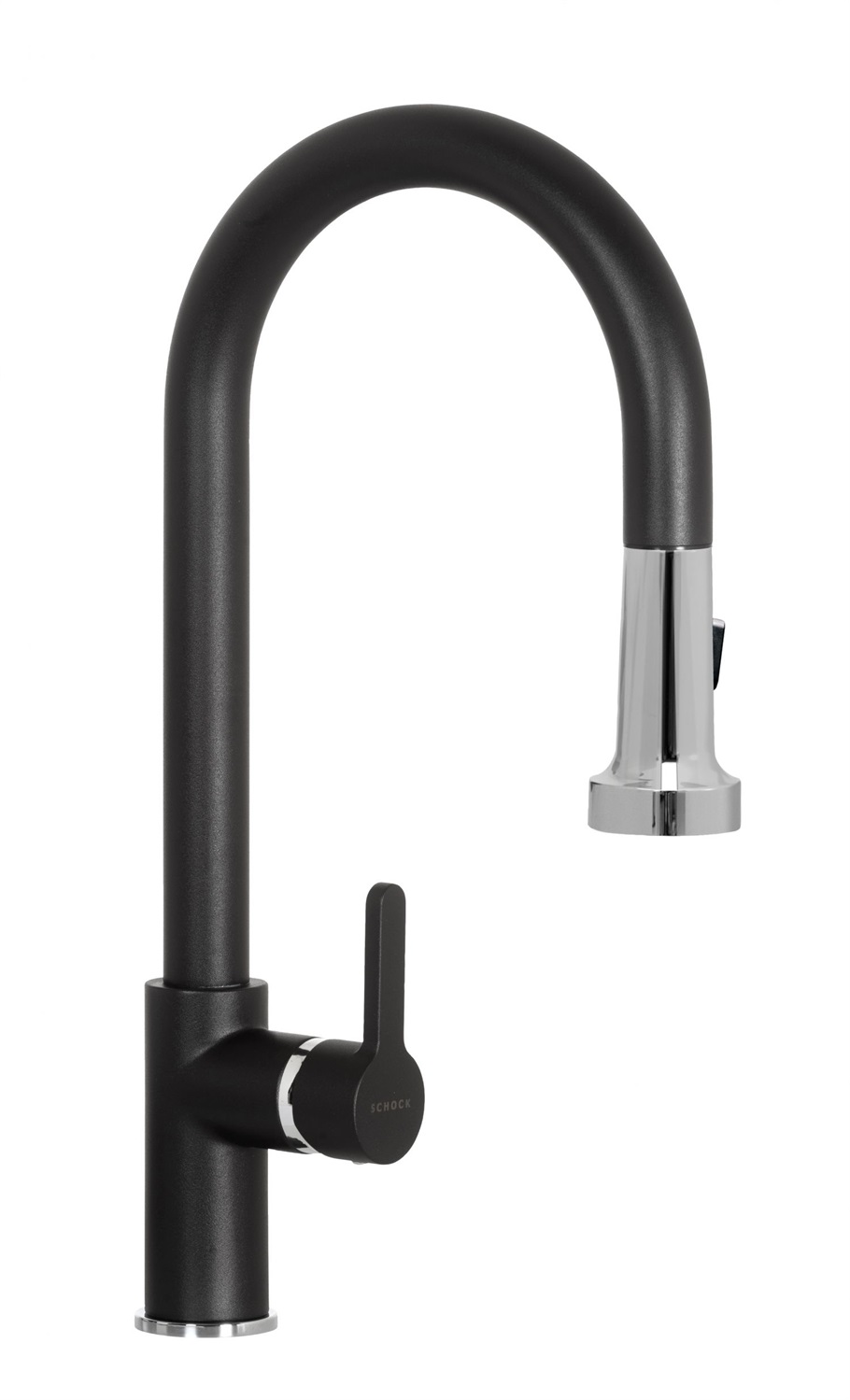 SCHOCK Miscelatore Aquaalto Monocomando con Doccetta Estraibile Professionale, Nero Puro - SXALTD84