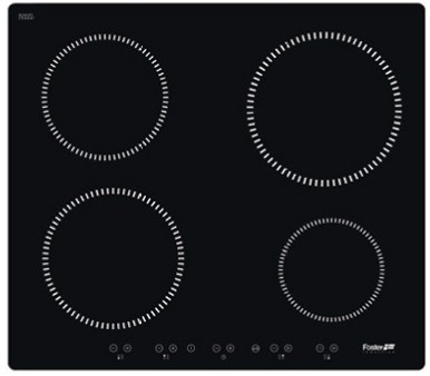 Foster S1000 Induction.IS.4.Q4.FT Nero Piano Cottura a Induzione da Incasso 4 Fornelli Vetroceramica 58 cm