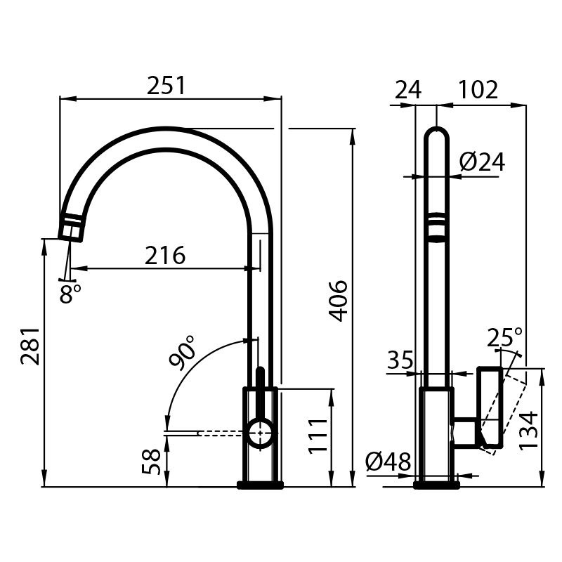 Foster Miscelatore Monocomando Delta Cromato con Canna Girevole - 8441 000