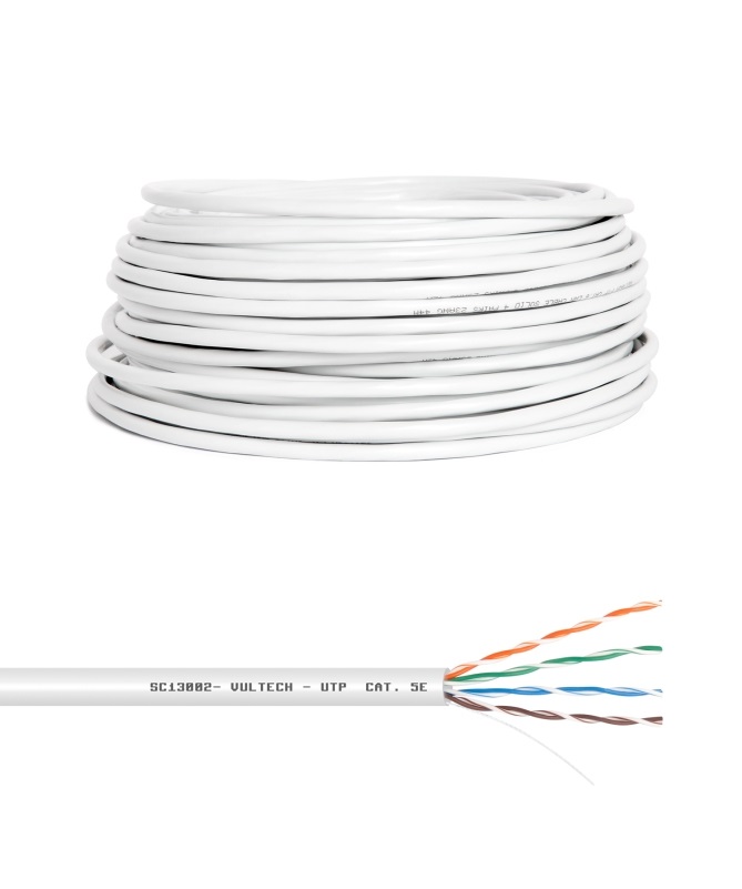 Vultech Matassa LAN 100 m - Cat. 5E UTP, 8 conduttori 24AWG, U/UTP, Velocità fino a 1000 Mbit/s, Bianco