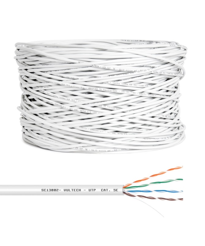 Vultech Matassa LAN 305 m - Cat. 5E UTP 24AWG, 1000 Mbit/s, Bianco