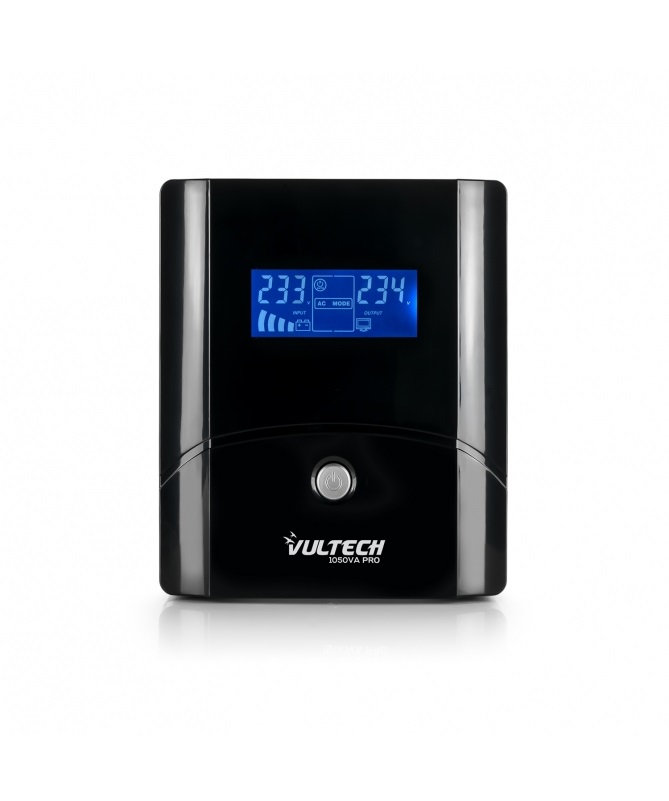 Vultech UPS1050VA-PRO Gruppo di Continuità Line Interactive 1,05 kVA 560 W con LCD, 2 Prese Bipasso/Schuko 1 IEC13