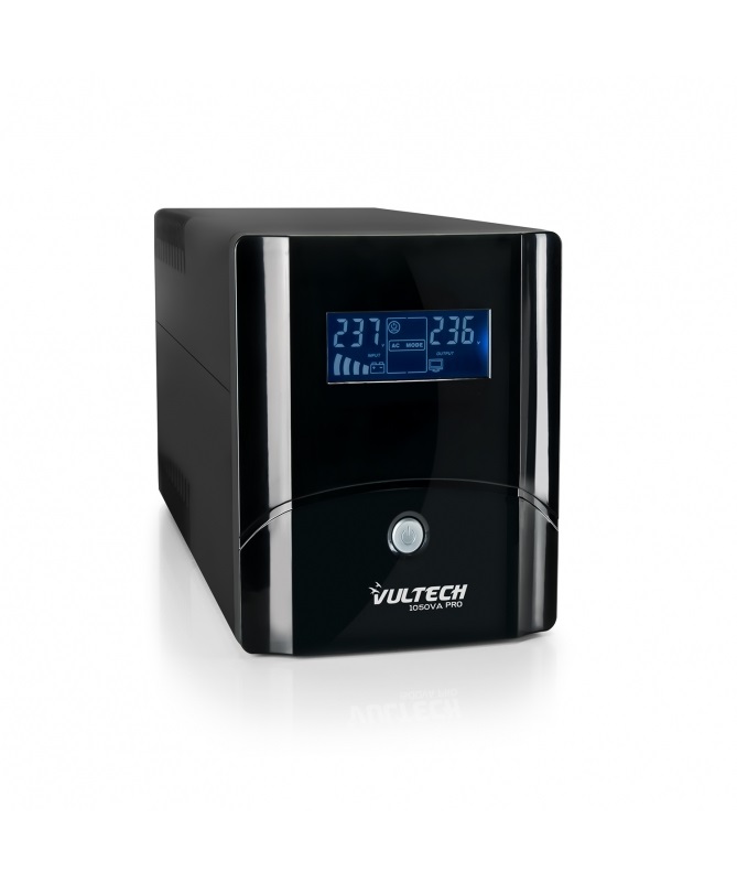 Vultech UPS1050VA-PRO Gruppo di Continuità Line Interactive 1,05 kVA 560 W con LCD, 2 Prese Bipasso/Schuko 1 IEC13