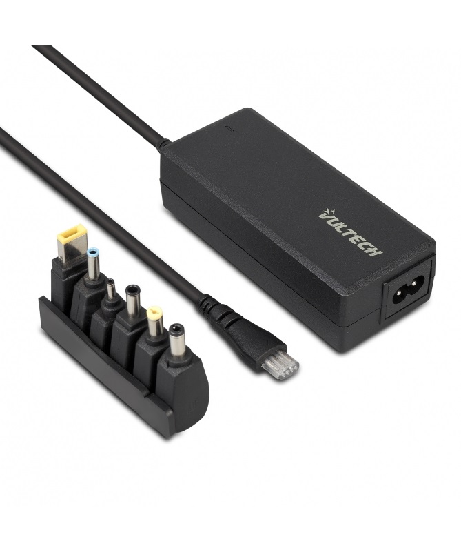 Vultech AU-70W Alimentatore Universale per Notebook - Autosettante 70W con 6 Tips, Compatibile con Asus, Samsung, Acer, Toshiba, Dell, Lenovo, HP