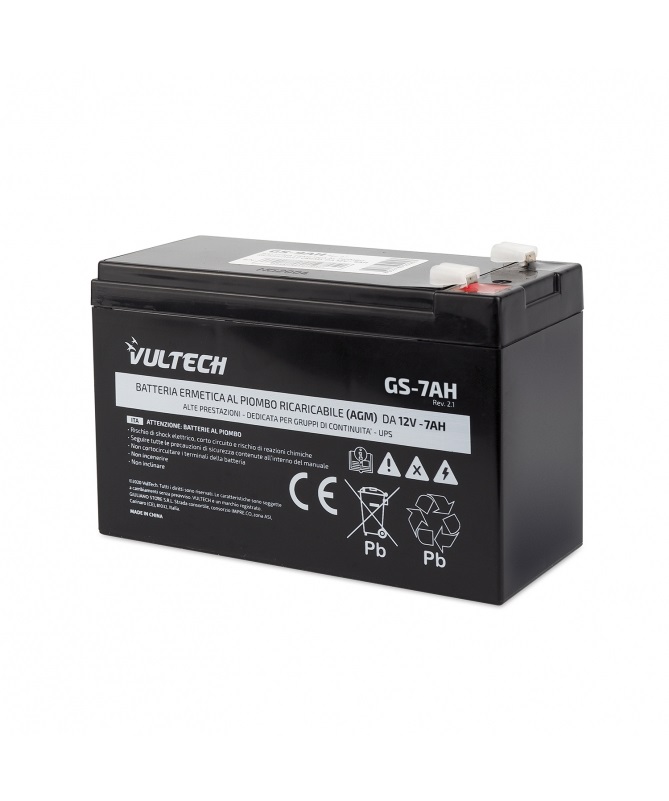 Vultech GS-7AH REV. 2.1 - Batteria Ermetica al Piombo (VRLA) 12V 7Ah per UPS