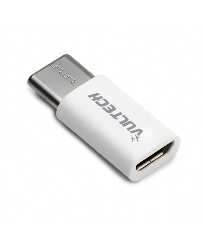 Vultech ADP-01P Adattatore Micro USB 2.0 a Type C - Trasmissione Dati - Bianco
