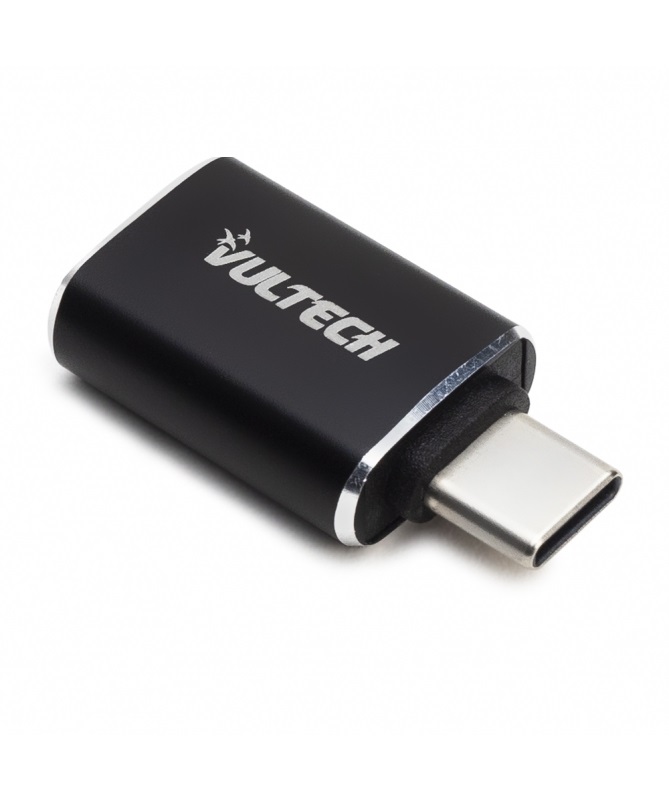 Vultech ADP-02P Adattatore USB 3.0 to Type C in Alluminio - Nero, Trasmissione Dati per MacBook Pro, Samsung e Huawei