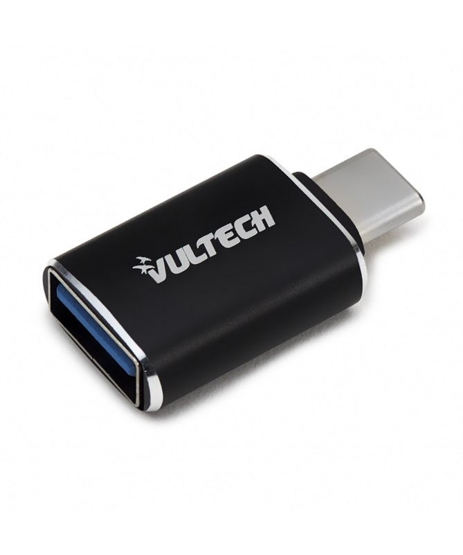 Vultech ADP-02P Adattatore USB 3.0 to Type C in Alluminio - Nero, Trasmissione Dati per MacBook Pro, Samsung e Huawei