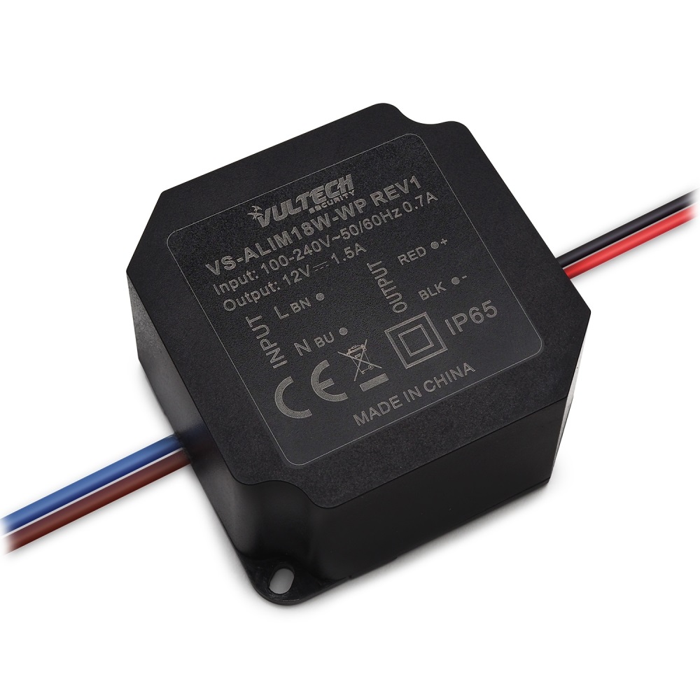 Vultech Alimentatore VS-ALIM18W-WP 12V 1,5A IP65 Waterproof - Professionale e Robusto
