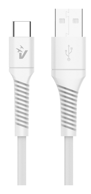 VulTech Cavo Smartphone CS-TAC12WH USB to Type-C 1,2m 60W TPE Soft Touch - PD 3.0 e QC 3.0 - Compatibile con MacBook, iPhone, Samsung e iPad