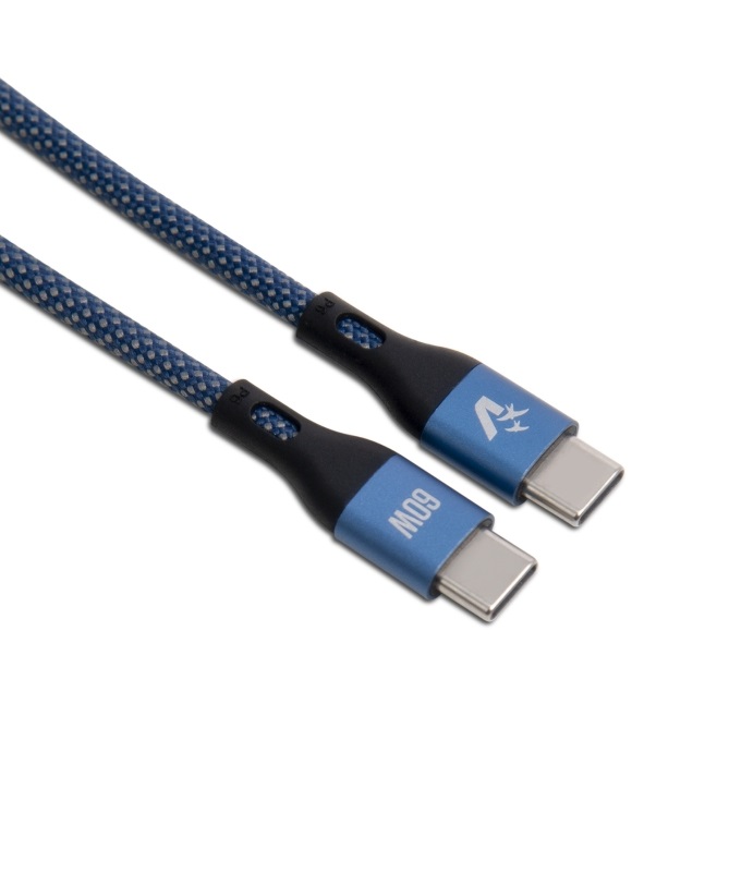 Vultech CS-NCC12BL Cavo Type-C to Type-C 1,2m Nylon Blu 60W 3.0A USB 2.0