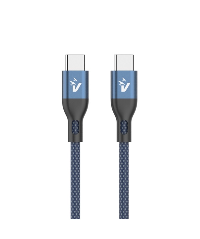 Vultech CS-NCC12BL Cavo Type-C to Type-C 1,2m Nylon Blu 60W 3.0A USB 2.0