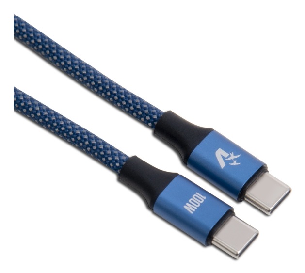 VulTech Cavo Smartphone CS-NCC20BL Nylon Intrecciato Type-C to Type-C 2m 100W 5A - Blu