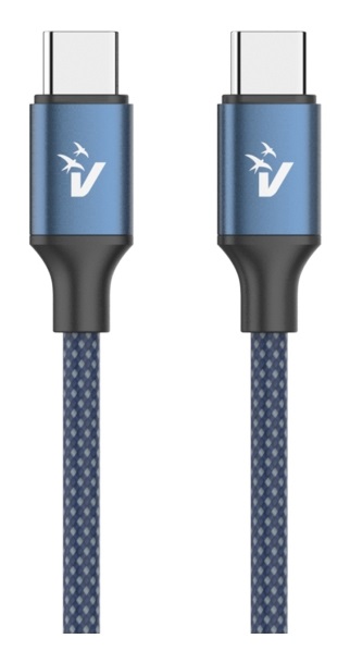VulTech Cavo Smartphone CS-NCC20BL Nylon Intrecciato Type-C to Type-C 2m 100W 5A - Blu