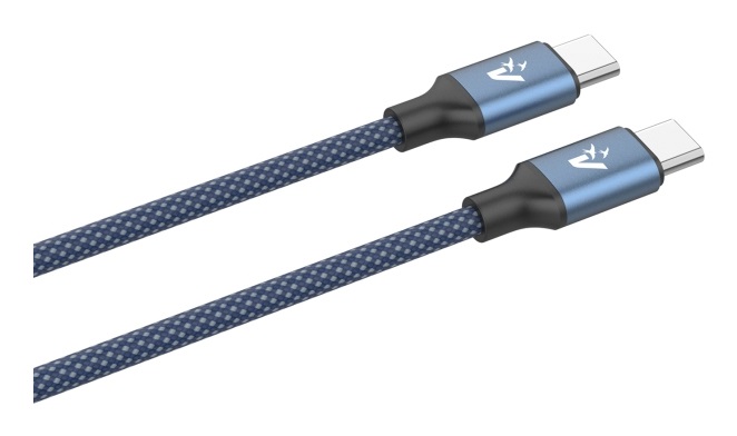 VulTech Cavo Smartphone CS-NCC20BL Nylon Intrecciato Type-C to Type-C 2m 100W 5A - Blu