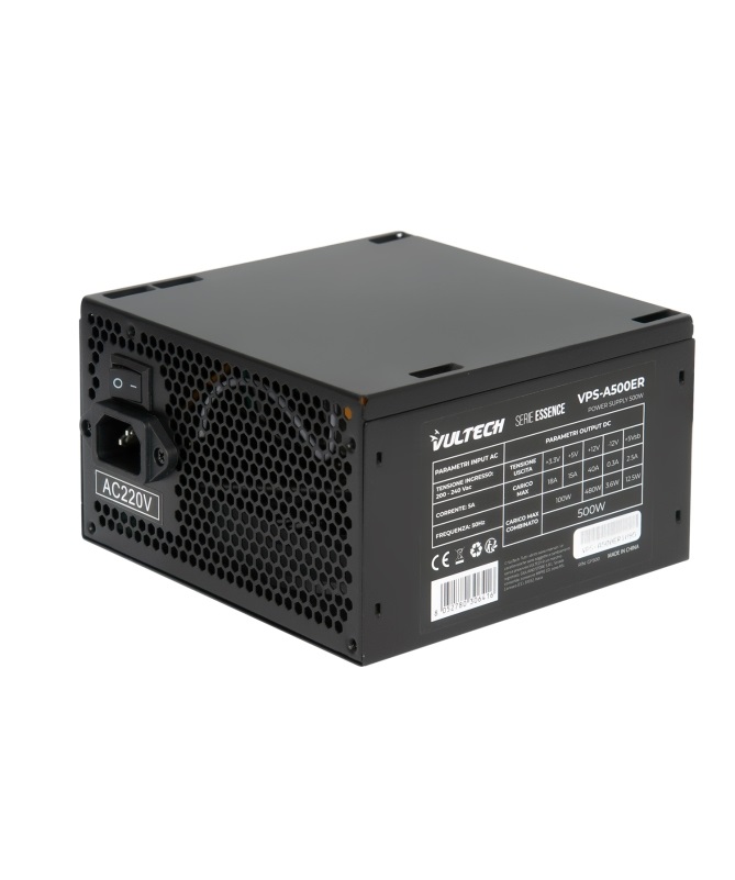 VulTech VPS-A500ER Alimentatore ATX 500W con Ventola da 12cm Termoregolata per PC Domestico e da Ufficio