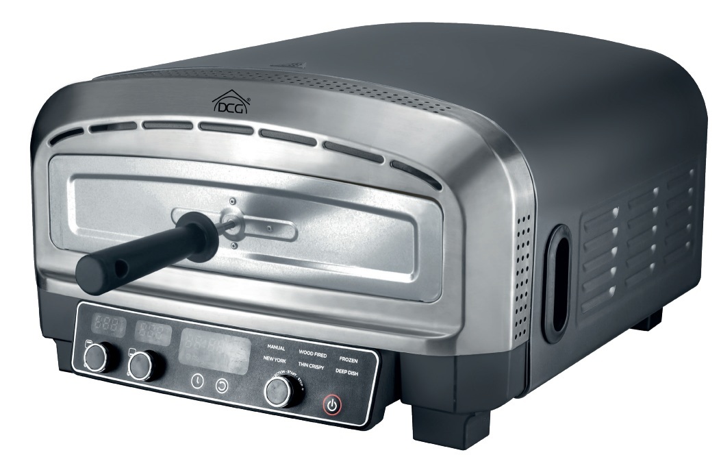 DCG Forno Pizza XXL Professionale MB2350 - 2200W, 20LT, Cuoce in 2 Minuti, Scalda fino a 450°C, Piano in Pietra Refrattaria da 37x37 cm