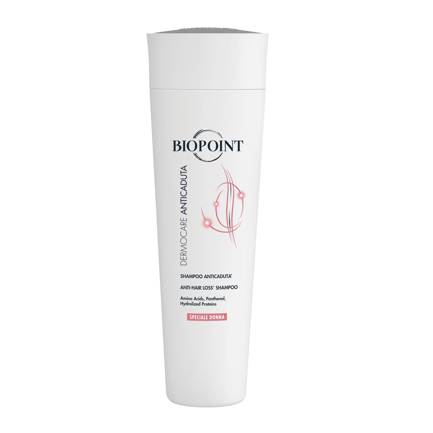 Biopoint Dermocare Shampoo Anticaduta Donna 200 ml - Deterge, Fortifica e Volumizza i Capelli, Azione Ridensificante