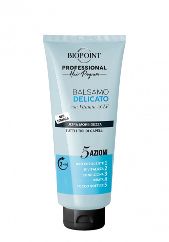 Biopoint Balsamo Delicato 350 ml - 5 Azioni per Tutti i Tipi di Capelli con Vitamine, Cheratina ed Estratto di Aloe