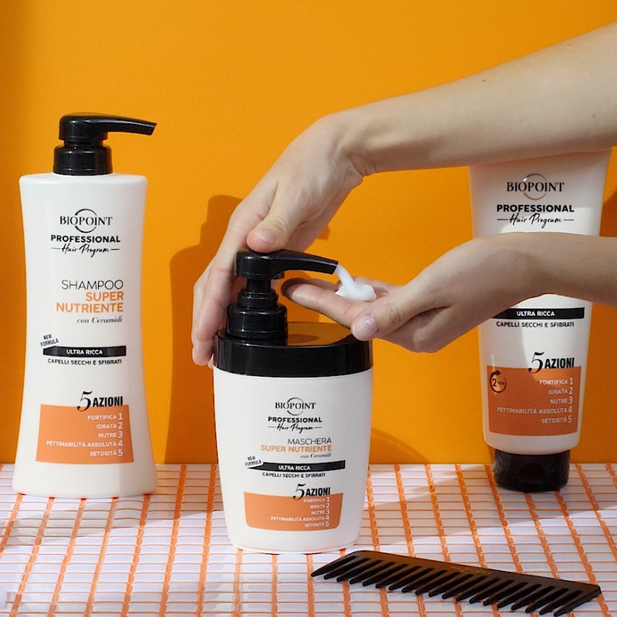 Biopoint Maschera Super Nutriente 300 ml - Idratante e Nutriente con Ceramidi, Olio di Camelia e Protein Complex per Capelli Secchi e Sfibrati