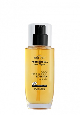 Biopoint Olio Prodigioso d'Argan Ultra Ristrutturante 75 ml - Riparazione e Bellezza per Capelli Fragili e Danneggiati con Kerplex