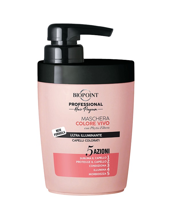 Biopoint Maschera Colore Vivo Ultra Illuminante 300 ml - Nutre, Idra e Sublima il Colore con 5 Azioni Trico Cosmetiche