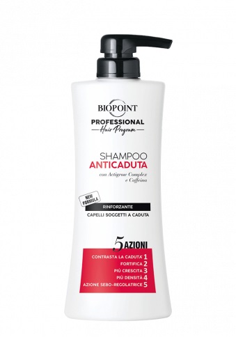 Biopoint Shampoo Anticaduta Rinforzante 400 ml - Con Actigrow Complex e Caffeina, 5 Azioni per Capelli Forti e Sani