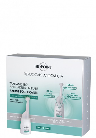 Biopoint Dermocare Trattamento Anticaduta Uomo - 20 Fiale da 6 ml, Azione Fortificante per Capelli Indeboliti e Cute Sensibile