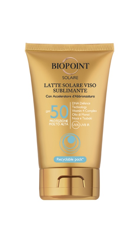 Biopoint Latte Solare Viso Sublimante SPF 50 con DNA Defence Technology - 50 ml