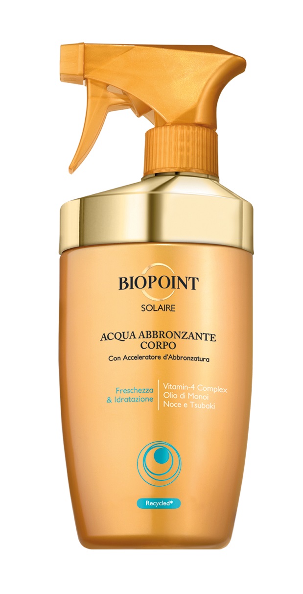 Biopoint Acqua Solare Abbronzante Corpo 400ml - Senza Filtro, Idratante, Accelera l'Abbronzatura, Texture Trasparente