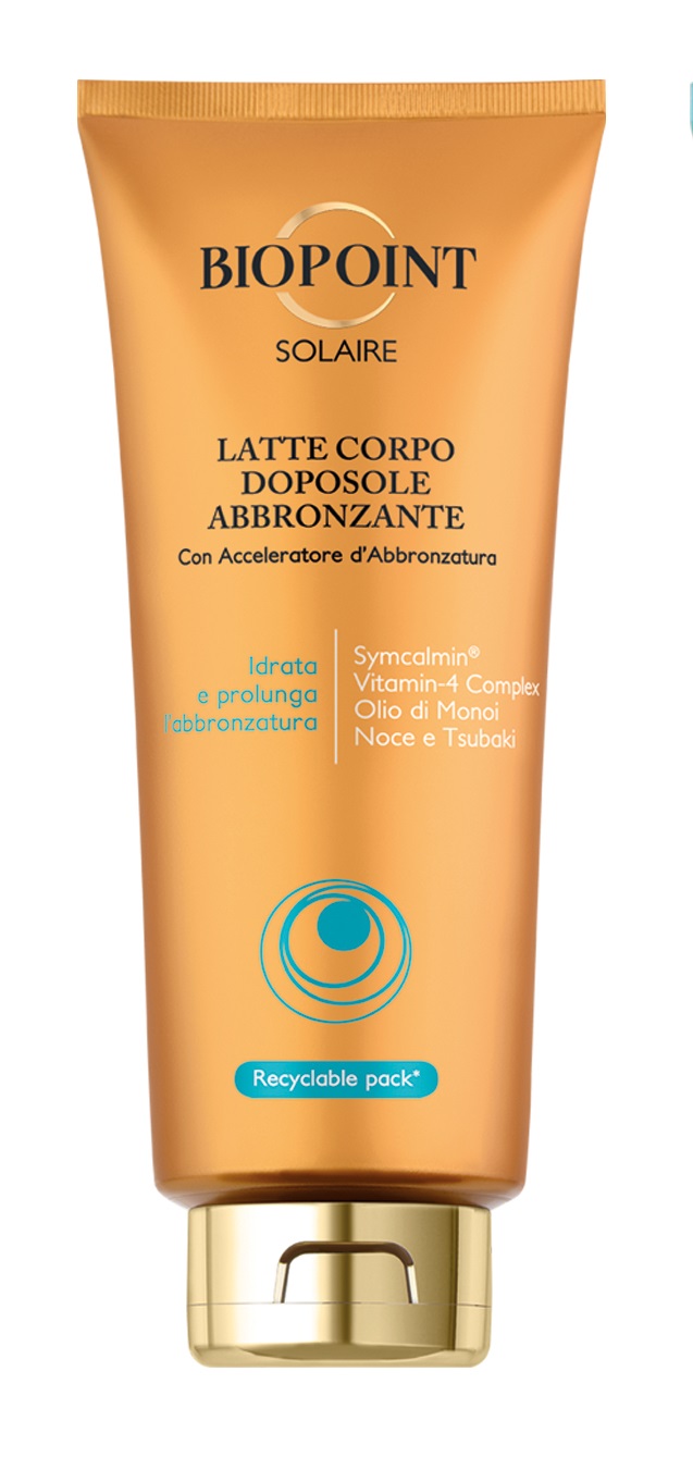 Biopoint Solaire - Latte Doposole Corpo Abbronzante Idratante 400 ml con Acceleratore di Abbronzatura e Azione Lenitiva