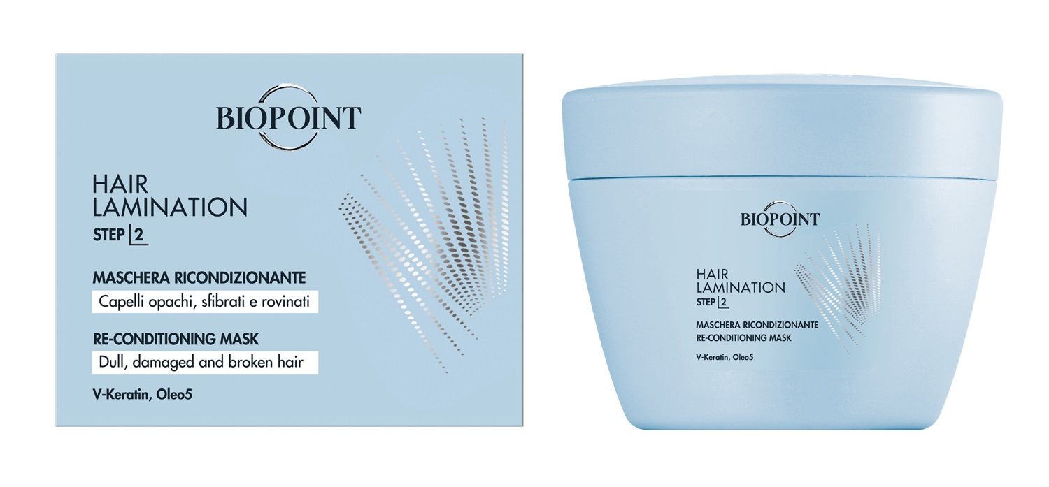 Biopoint Maschera Ricondizionante Hair Lamination 200 ml - Nutre, Ripara e Dona Lucentezza a Capelli Sfibrati e Danneggiati
