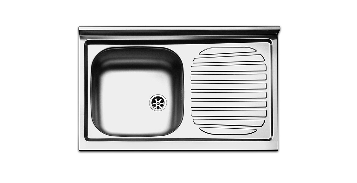 Apell Lavello da Appoggio in Acciaio Inox 1 Vasca a Sinistra con Gocciolatoio a Destra - Modello PI801RPC, Dimensioni 80x50 cm