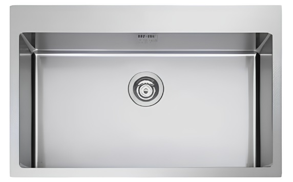 Apell SZ76FBC Lavello da Cucina 1 Vasca in Acciaio Inox Spazzolato 770x510 mm Incasso e Filotop