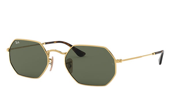 Ray-Ban RB3556N Ottagonale Oro/Verde G-15 - Occhiali da Sole Unisex in Metallo