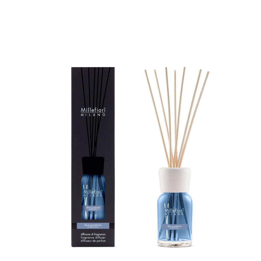 Millefiori Diffusore a Bastoncino 100 ml Blue Posidonia - Fragranza Acquatica con Note di Giacinto e Yuzu