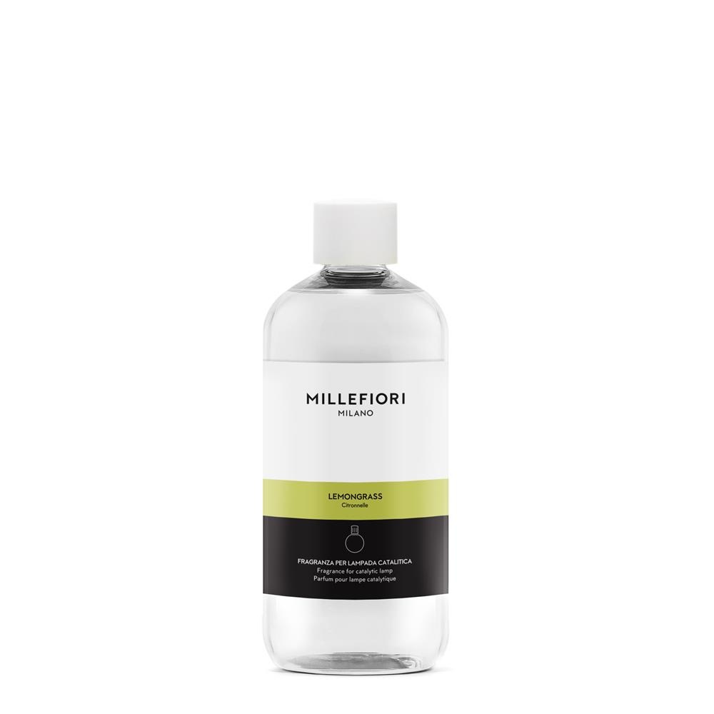 Millefiori Milano Ricarica per Lampada Catalitica 500ml - Fragranza Lemon Grass con Note Agrumate e Versatile per Ogni Ambiente