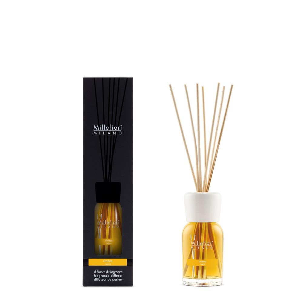 Millefiori Milano Diffusore a Bastoncini 100 ml Riviera - Fragranza Agrumata con Note di Eucalipto, Lavanda e Menta