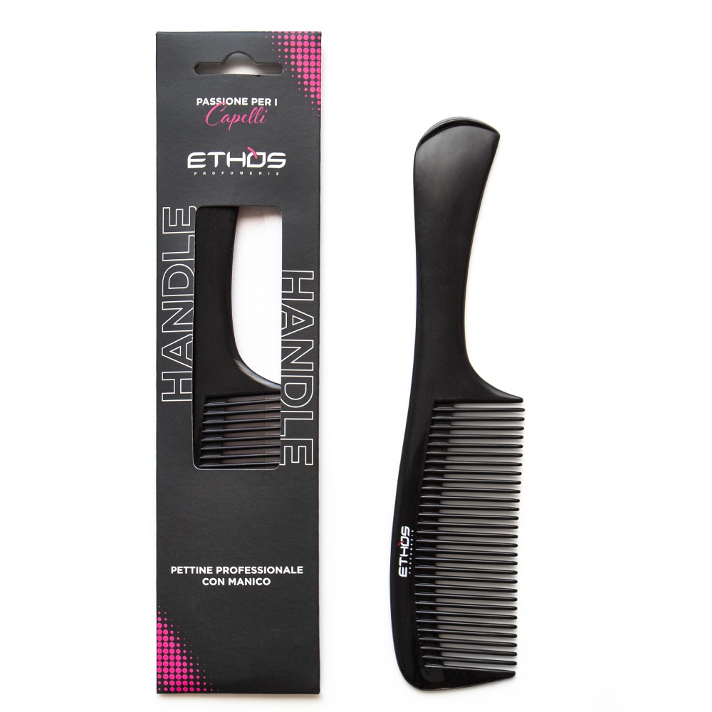 Ethos - Pettine Professionale Con Manico 22 cm, Antistatico e Levigato a Mano