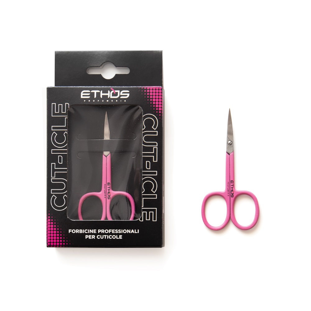 ETHOS Forbicine Professionali per Cuticole Curva Rosa in Acciaio Inox - Precisione per Manicure e Pedicure